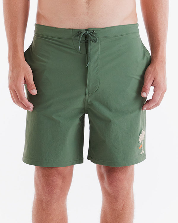 Boardshort Relaxed Fit Tropical - Verde Militar