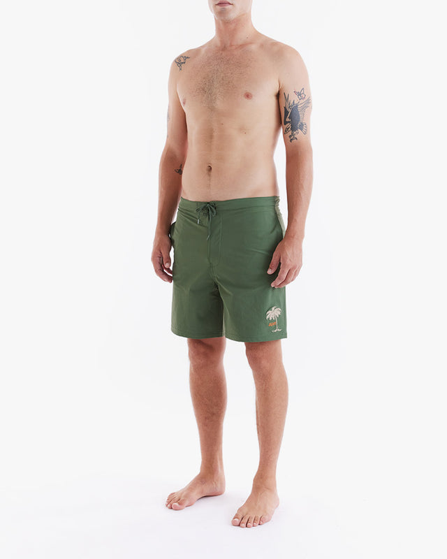 Boardshort Relaxed Fit Tropical - Verde Militar