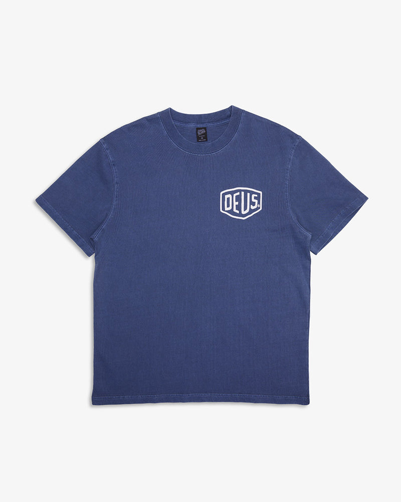 Camiseta Box Fit Shield Estonada - Azul