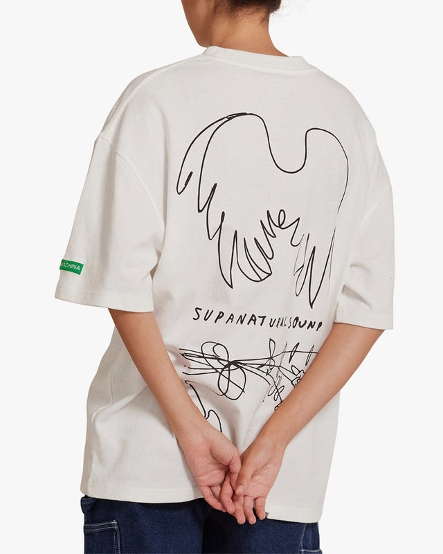 Camiseta Records Unissex Oversized Hauntology - Off White